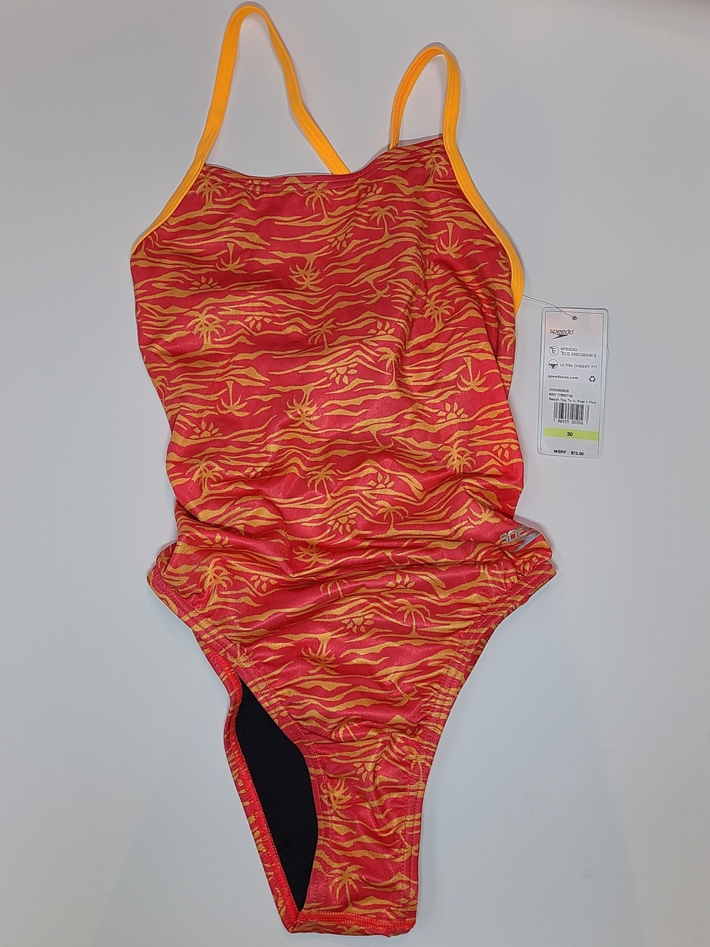 Speedo Red and Yellow Palm-Print Girls/ Womens One-Piece Swimsuit